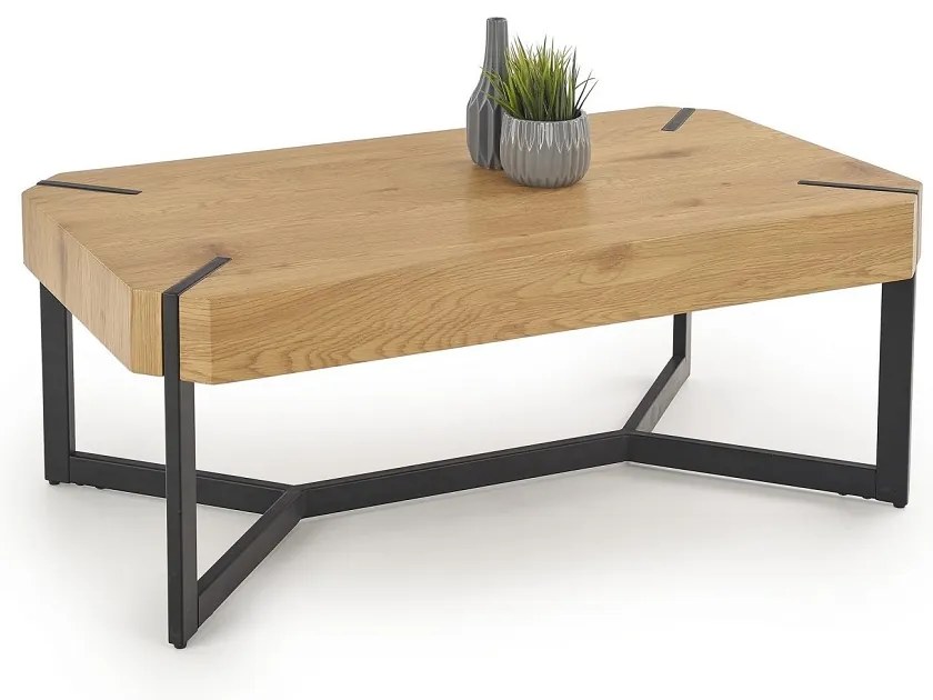 Konferenčný stolík Lavida, dub zlatý / čierna