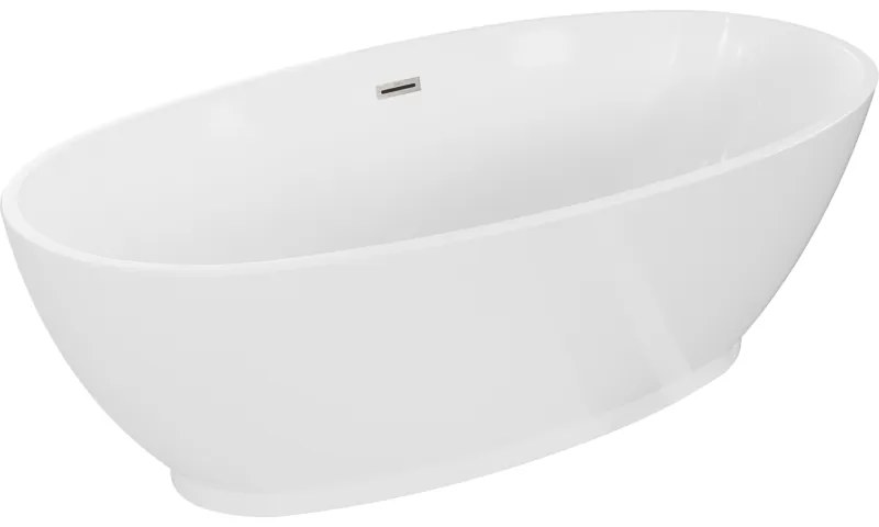 Mexen Bilbao, voľne stojaca vaňa 180 x 90 cm, biela, brúsená oceľ prepad, 51311809000-97