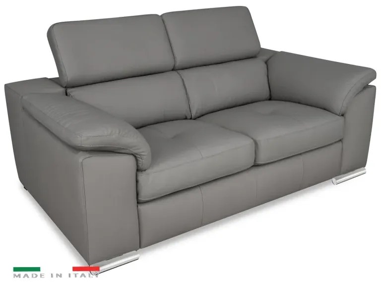 Moderná kožená pohovka LOREN II (2P), sivá (madras - 128 grey)