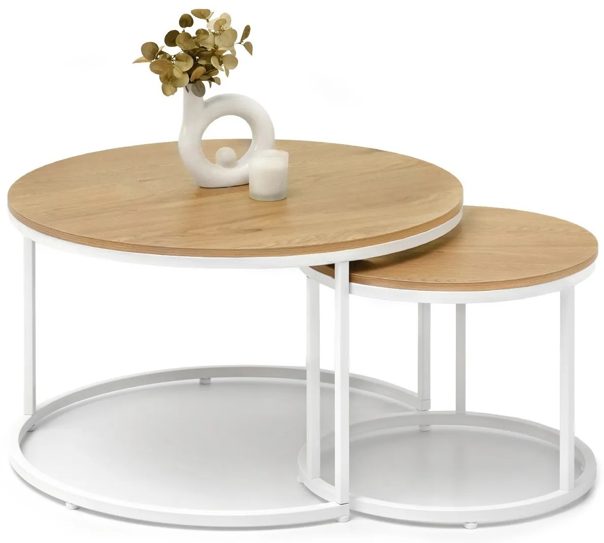 Konferenčný stolík Klara (dub + biela). Akcia -30%. Vlastná spoľahlivá doprava až k Vám domov. 1111627