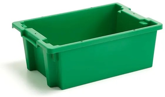 Plastová prepravka SPENCE, stohovateľná, 600x400x220 mm, 37 L, zelená