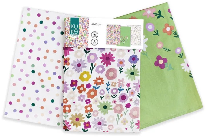 Bavlnené utierky KVETY 40 x 60 cm 3 ks