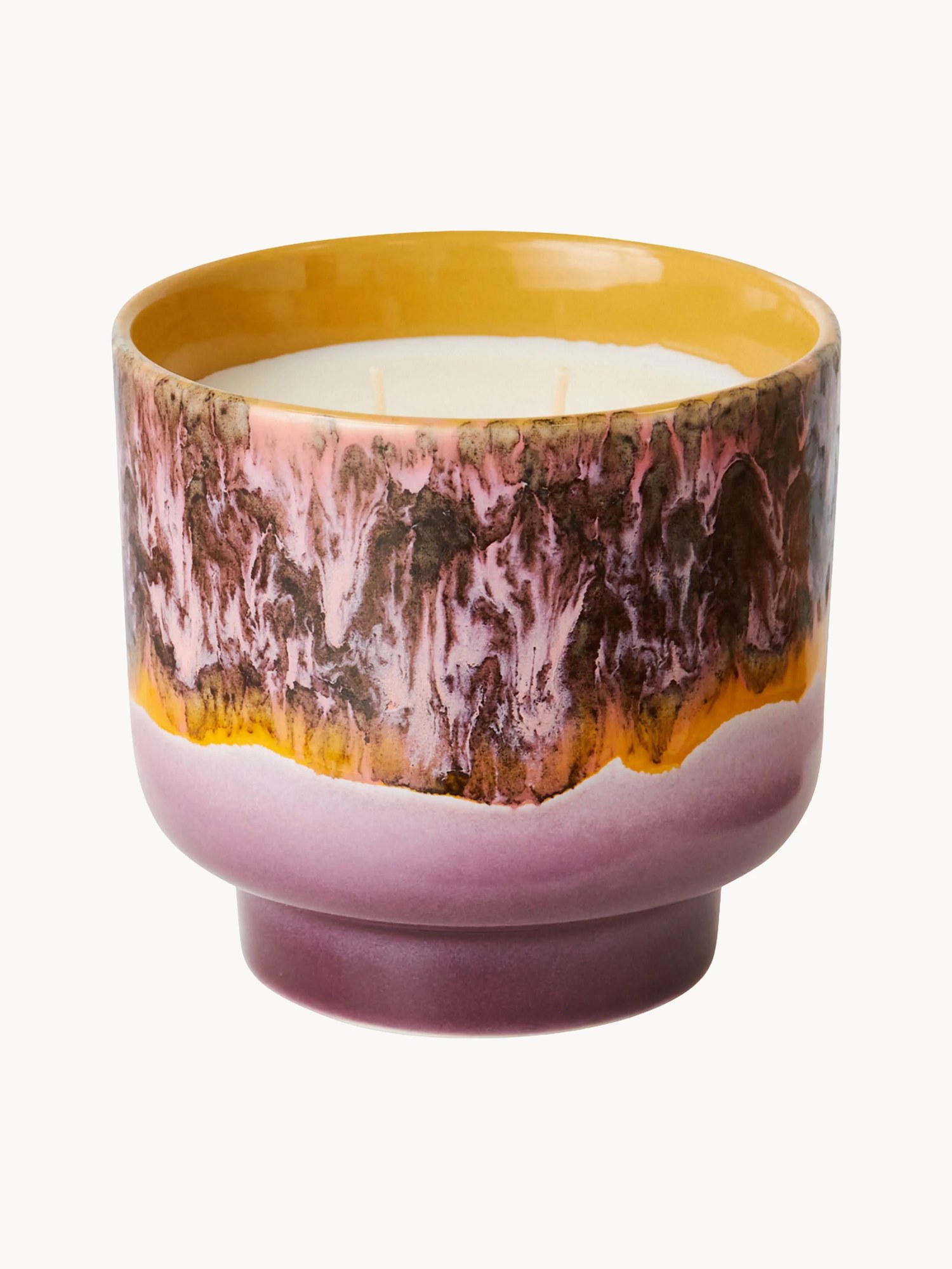 Ručne vyrobená vonná sviečka's dvoma knôtmi 70's (Sage & Rose Leaves)