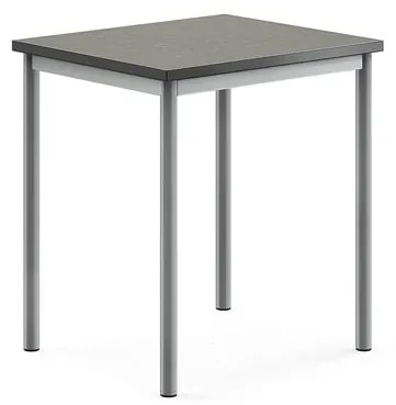 Stôl SONITUS, 700x600x760 mm, linoleum - tmavošedá, strieborná