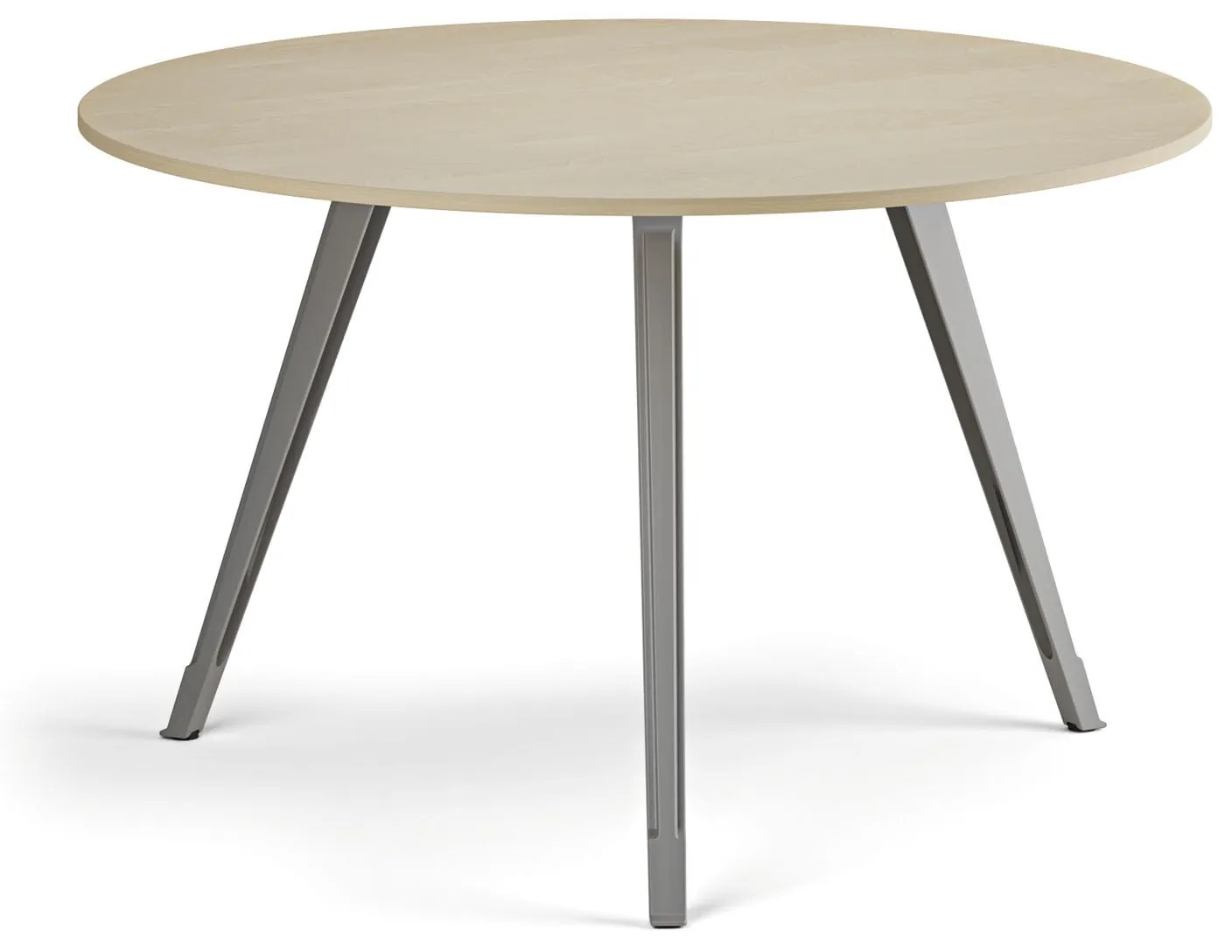 Konferenčný stôl PRIMO ZEN, priemer 120 cm, sivostrieborná podnož, breza