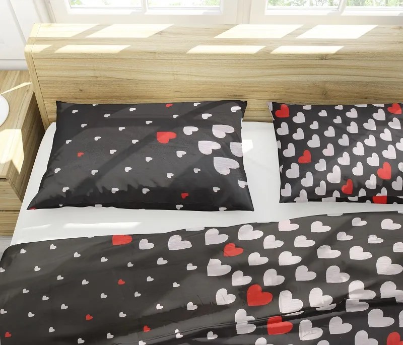 Krepové posteľné obliečky srdiečka