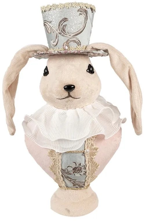 Béžová dekorácia busta zamatová zajačica Fancy - 18*15*39 cm