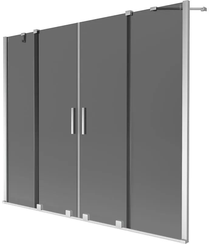 Mexen Velar Duo, 2-krídlová posuvná vaňová zástena 190 x 150 cm, 8mm šedé sklo, chrómový profil, 896-190-000-42-01