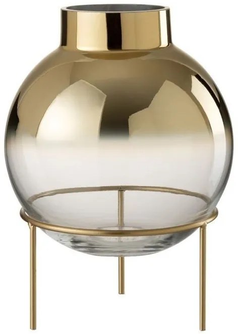 Zlatá baňatá váza na nohe - 22 * ​​22 * ​​30 cm