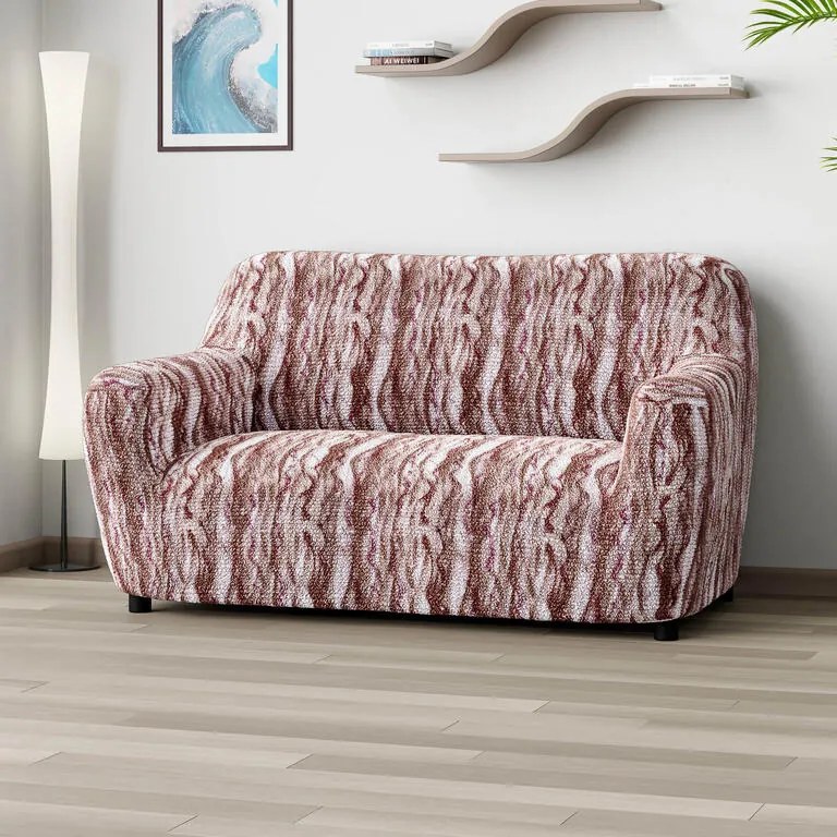 Bielastické poťahy OCEANO NOVÉ hnedo-vínové dvojkreslo (š. 120 - 160 cm)