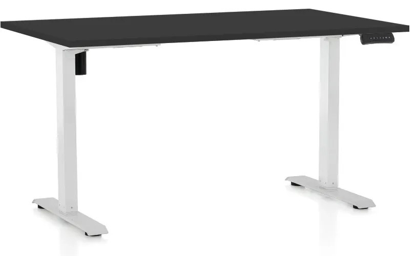 Výškovo nastaviteľný stôl OfficeTech B, 120 x 80 cm, biela podnož, čierna