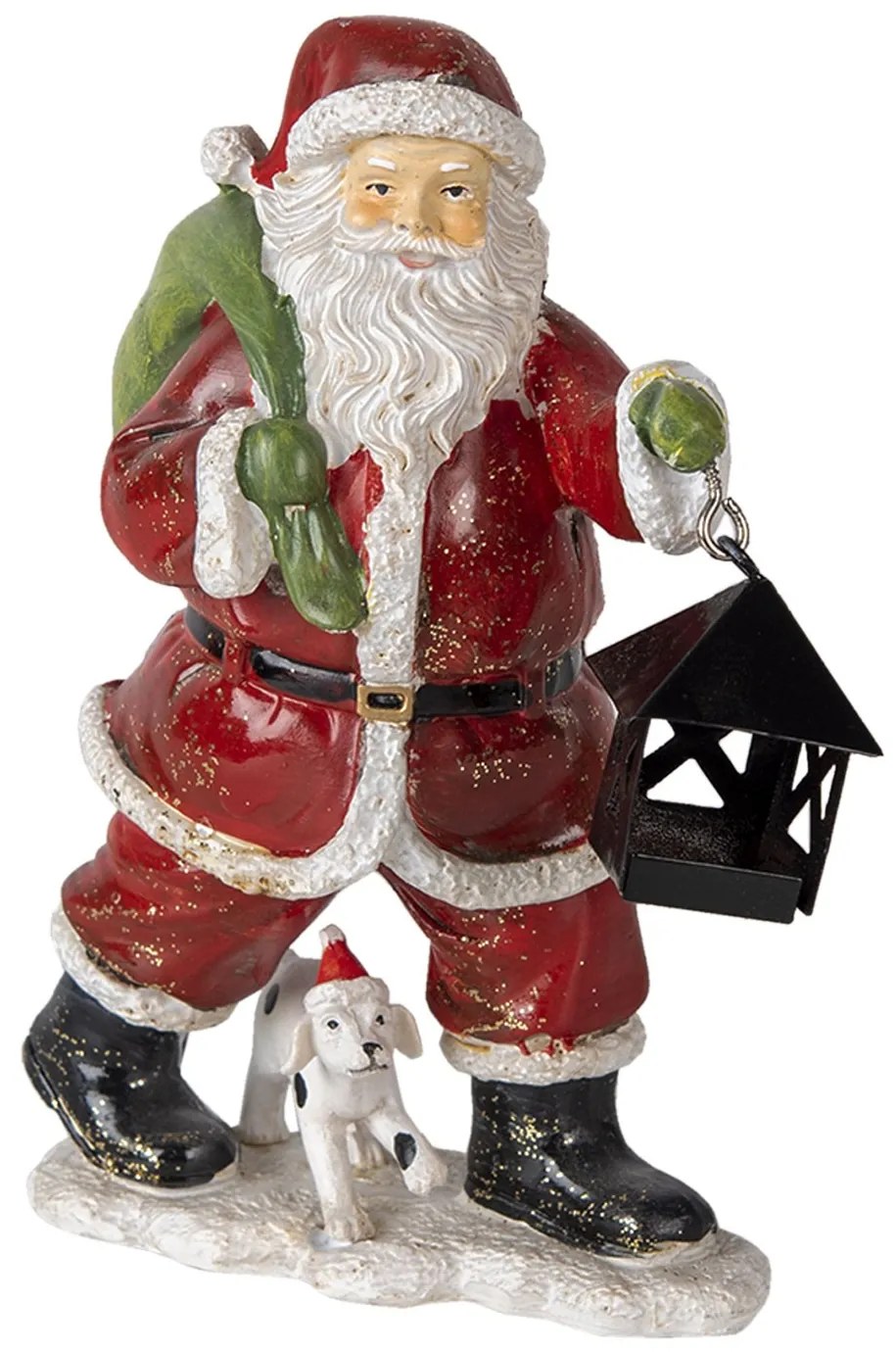 Dekoratívne soška Santy so psom - 11 * 6 * 15 cm