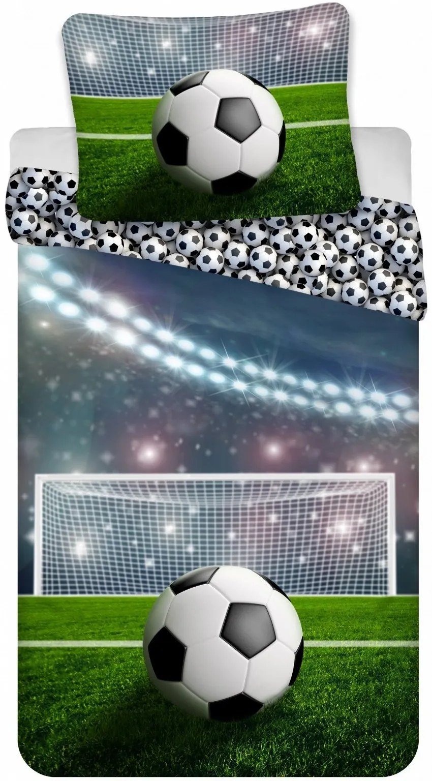 Bavlnené posteľné obliečky Futbalová lopta - 100% bavlna - 70 x 90 cm + 140 x 200 cm