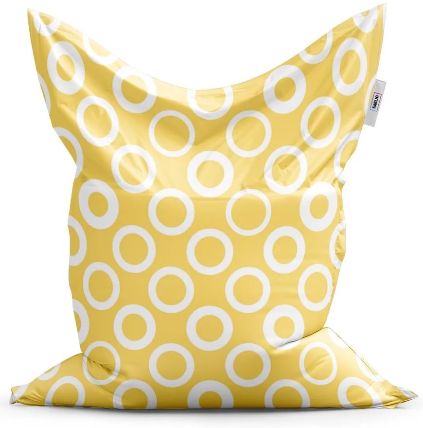 Sedací vak Classic biele kruhy na žltej - detský, žltá