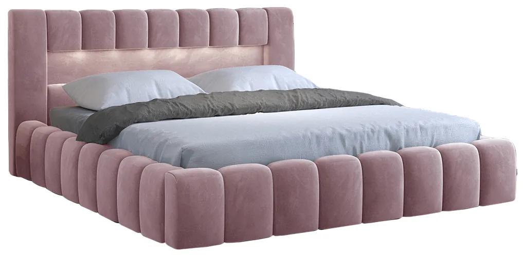 Manželská posteľ 180 cm Luxa (ružová) (s roštom, úl. priestorom a LED). Akcia -20%. Vlastná spoľahlivá doprava až k Vám domov. 1041573