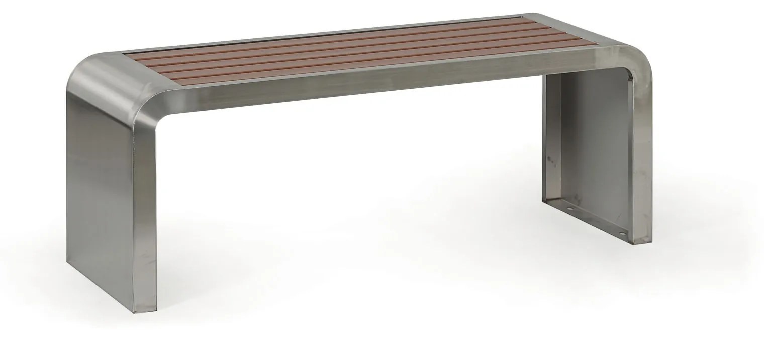 Parková lavička RESTO, 1200 mm, nerez/hnedá