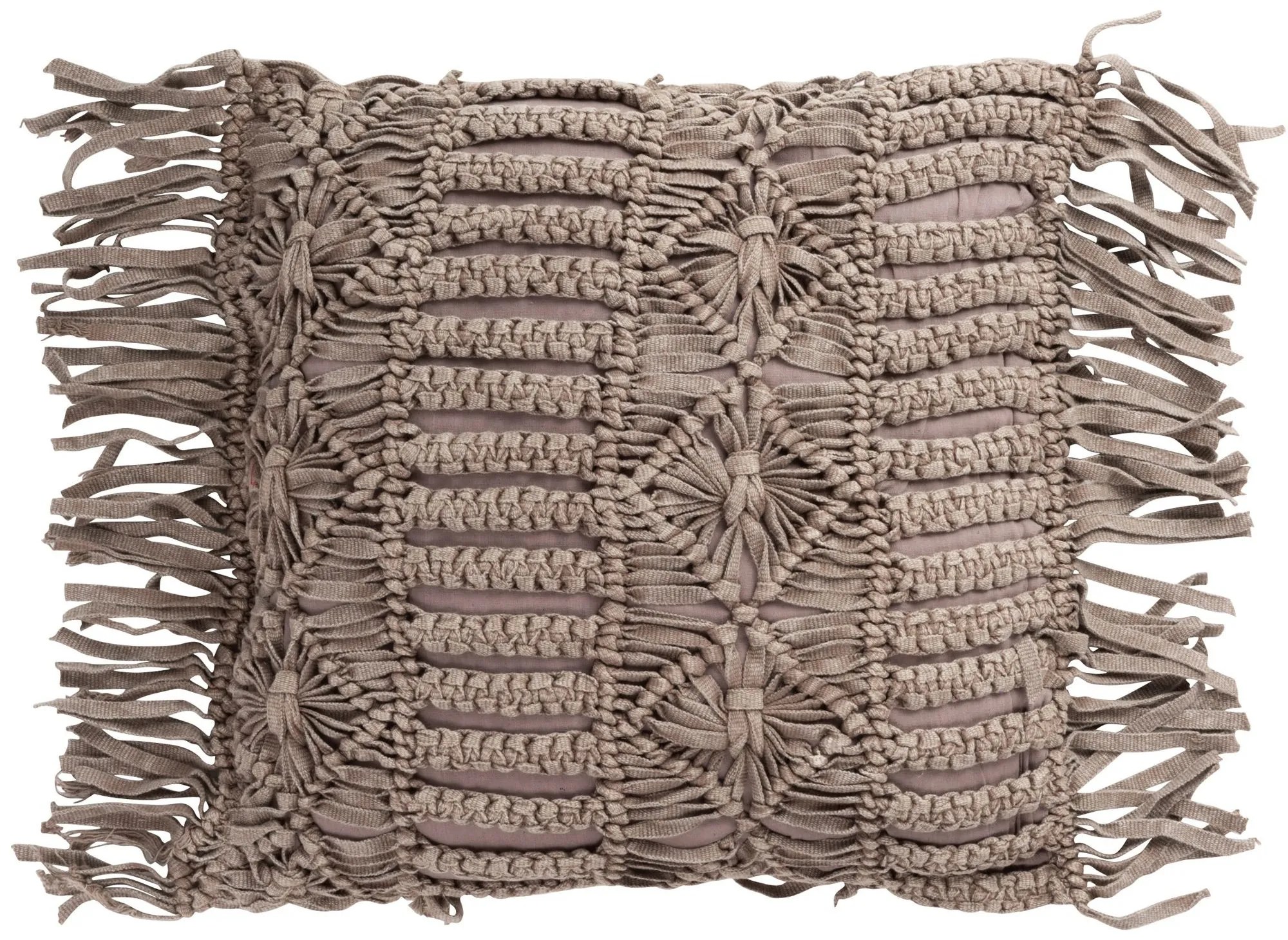 Bavlnený vankúš macramé Taupe so strapcami - 45 * 45 cm Bavlnený vankúš macramé Taupe so strapcami - 45 * 45 cm