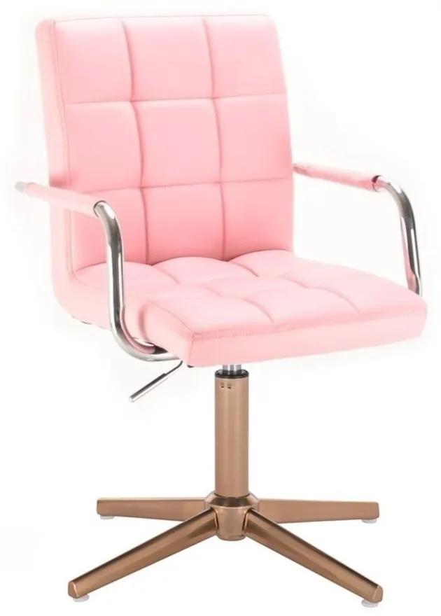 LuxuryForm DESIGN Stolička VERONA na zlatom kríži - ružová