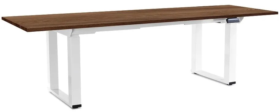Výškovo nastaviteľný stôl OfficeTech Strong 240 x 80 cm, biela podnož, dub silverjack