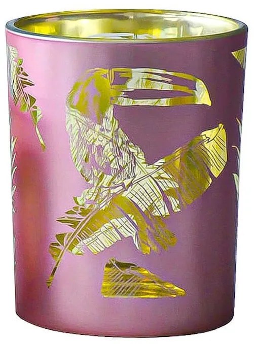 Ružový svietnik na čajovú sviečku Toucan S - 7*7*8cm