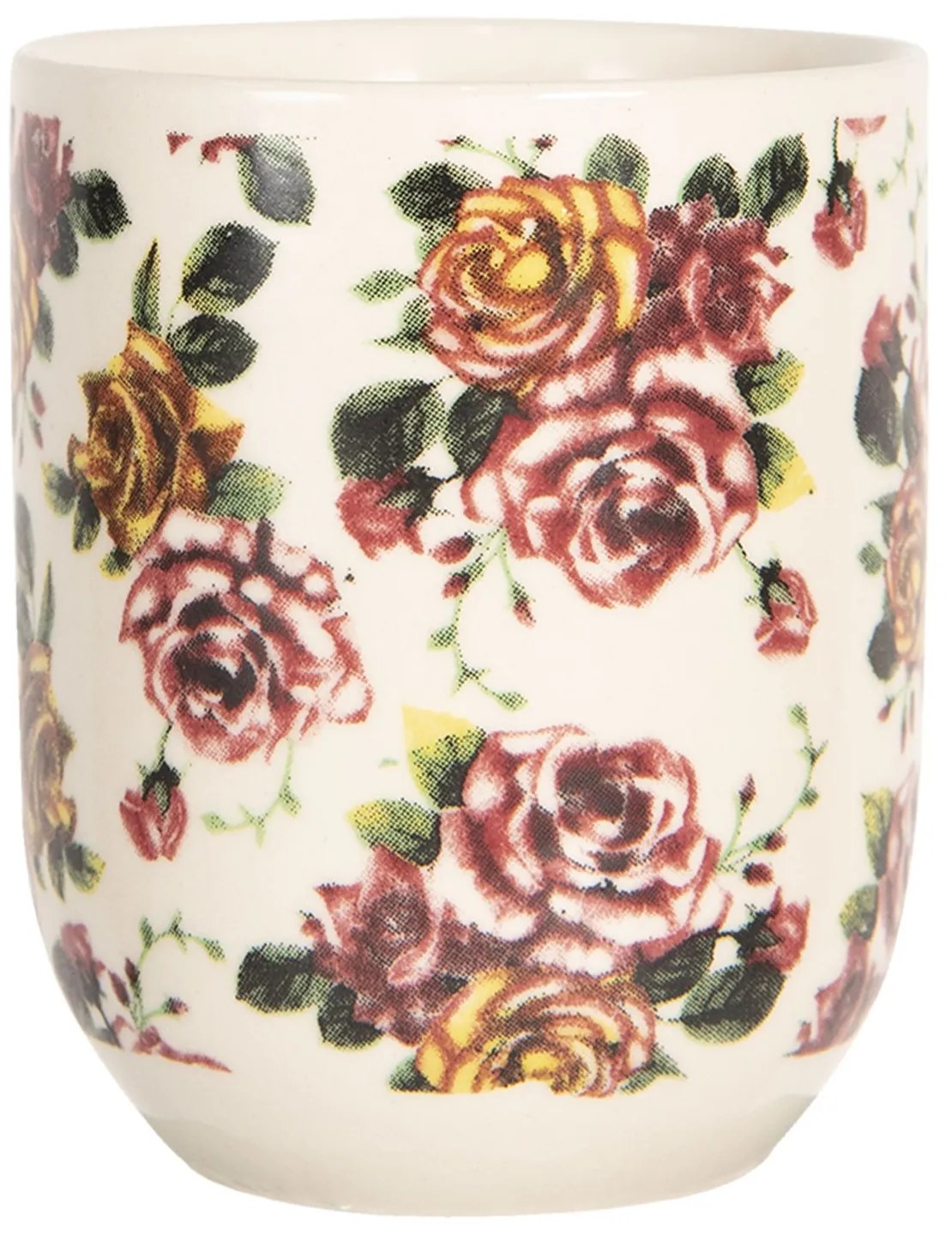 Porcelánový kalíšek na čaj s květy růží - ∅ 6*8 cm / 0,1L