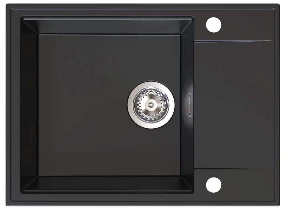 Sink Quality Sink55, kuchynský granitový drez 620x460x215 mm, čierna, SKQ-SINK.C.1KKO