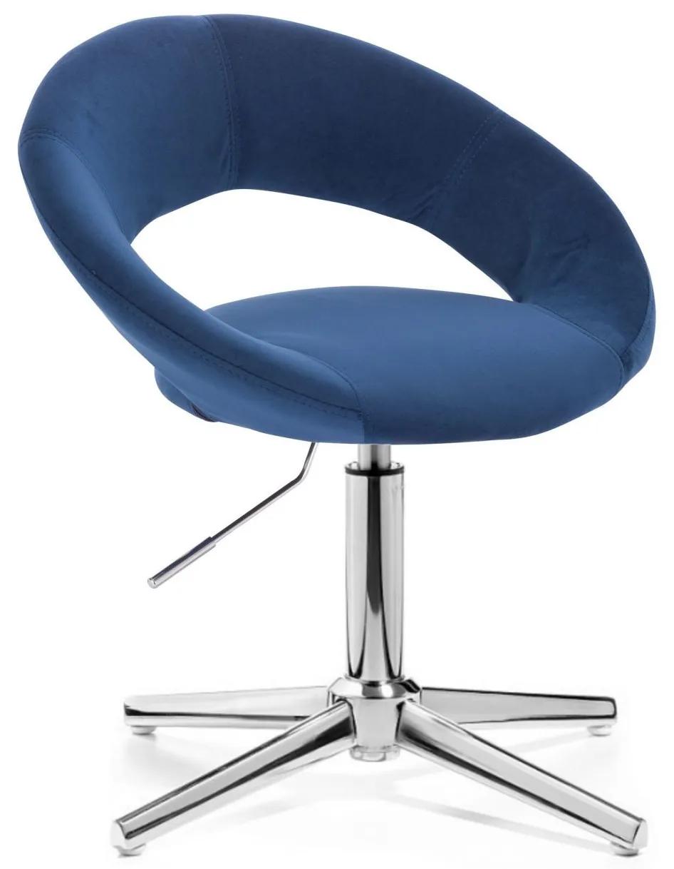 LuxuryForm DESIGN Stolička NAPOLI VELUR na striebornom kríži - modrá