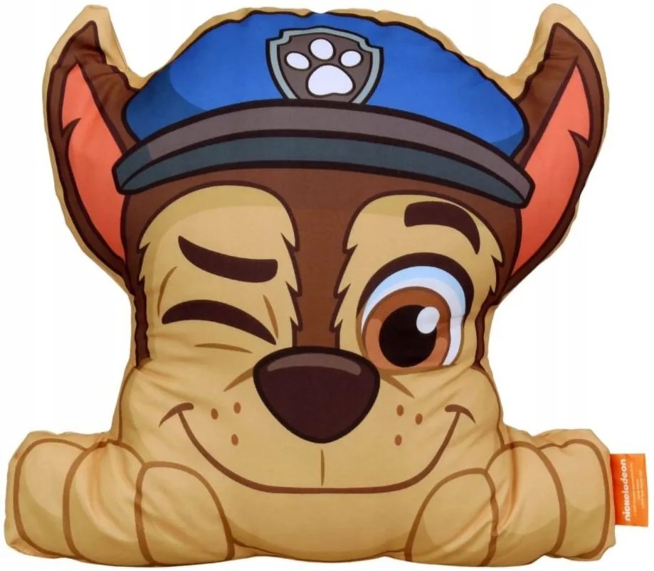 Tvarovaný 3D vankúšik Tlapková patrola - Paw Patrol - motív Chase - 36 x 40 cm