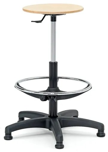 Pracovná dielenská stolička WARNER, drevená, výška 530-780 mm