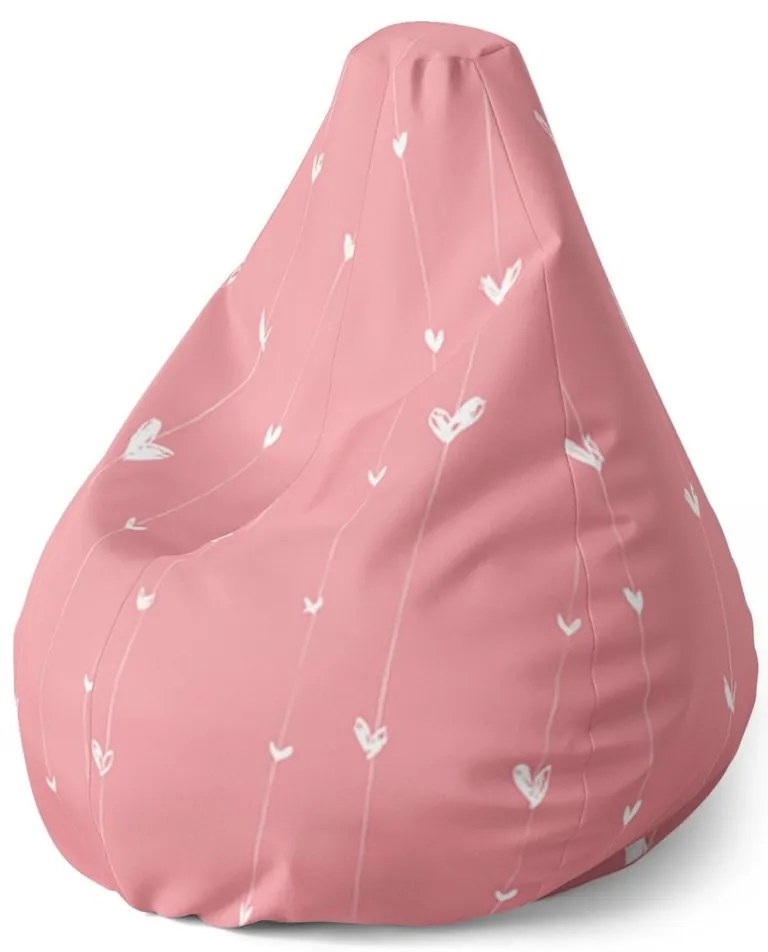 Sedací vak Pear asymetrické srdiečka - detský, ružová