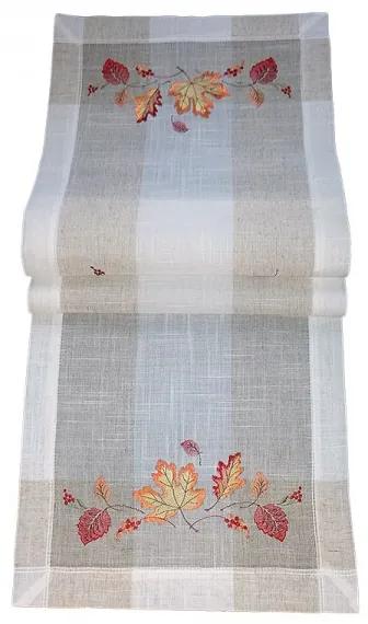 Ľanový obrus Jesenné listy 40x140 cm