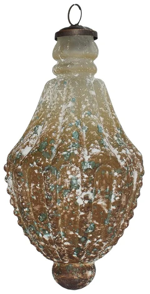 Hnedo-biela antik sklenená ozdoba XL - Ø 11*21 cm