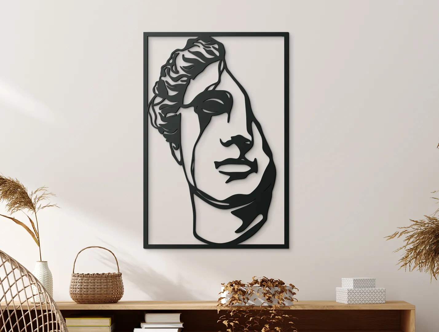 drevko Drevený obraz na stenu Tvár Rozmer obrazu: 44,5 x 30 cm, Farba dekorácie: Čierna