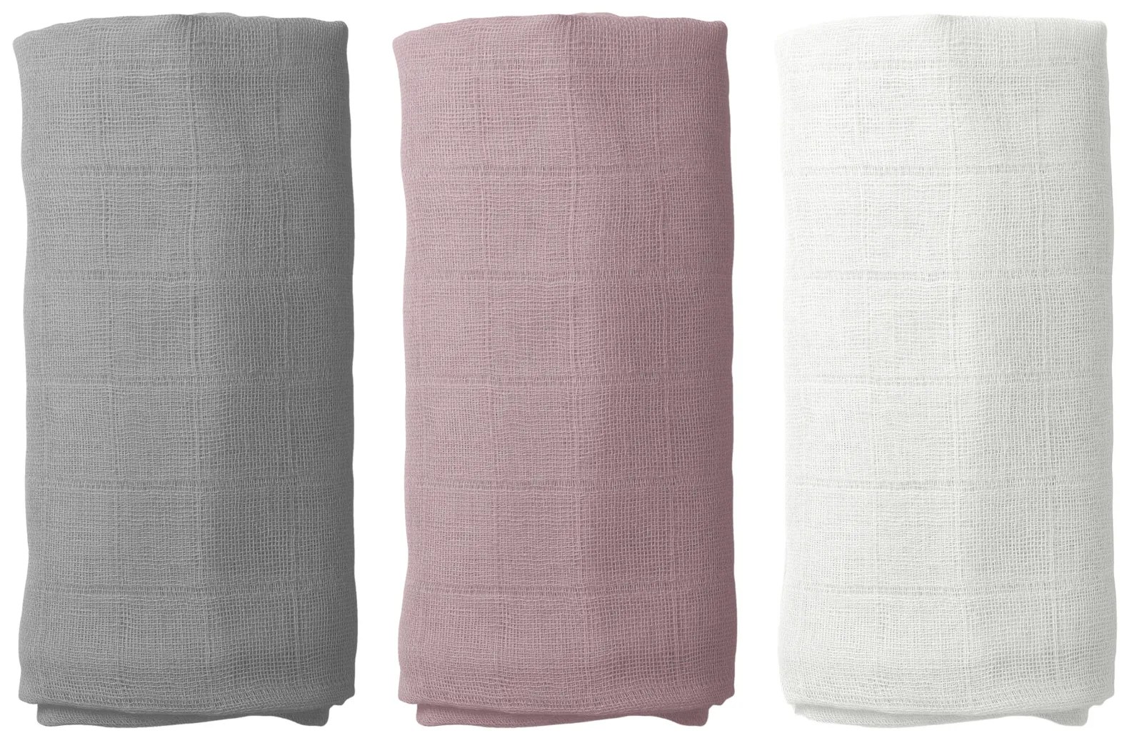 Sada 3ks bavlnených plienok PREMIUM, Dusty pink