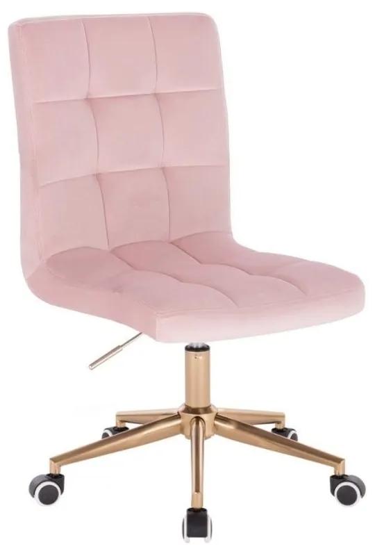 LuxuryForm DESIGN Stolička TOLEDO VELUR na zlatej podstave s kolieskami - ružová