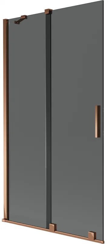 Mexen Velar, 2-krídlová posuvná vaňová zástena 100 x 150 cm, 8mm šedé sklo, ružové zlato, 896-100-000-41-60