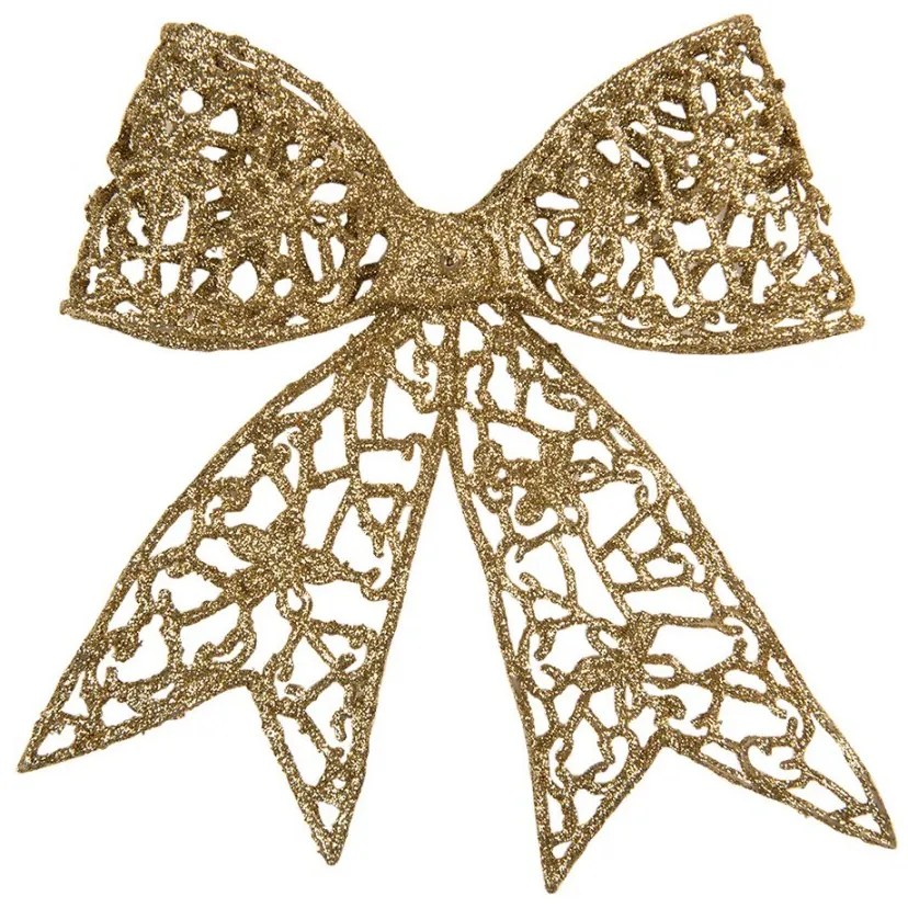 Zlatá trblietavá dekorácia mašle - 18*2*16 cm Zlatá trblietavá dekorácia mašle - 18*2*16 cm