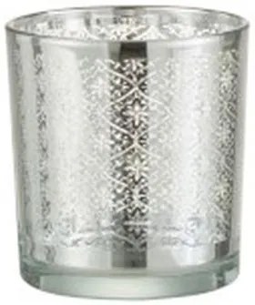 Sklenený svietnik so strieborným ornamentom Oriental silver -Ø 7*8cm