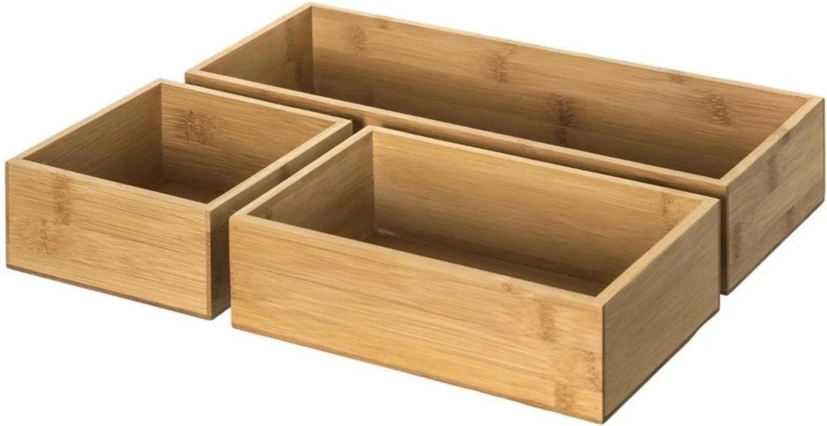 5Five® Bambusové organizéry, úložné boxy do zásuvky, sada 3ks - TSX3 38 x 30 x 15 cm
