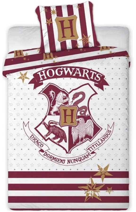 Bavlnené posteľné obliečky Harry Potter - motív erb Hogwarts - 100% bavlna - 70 x 90 cm + 140 x 200 cm