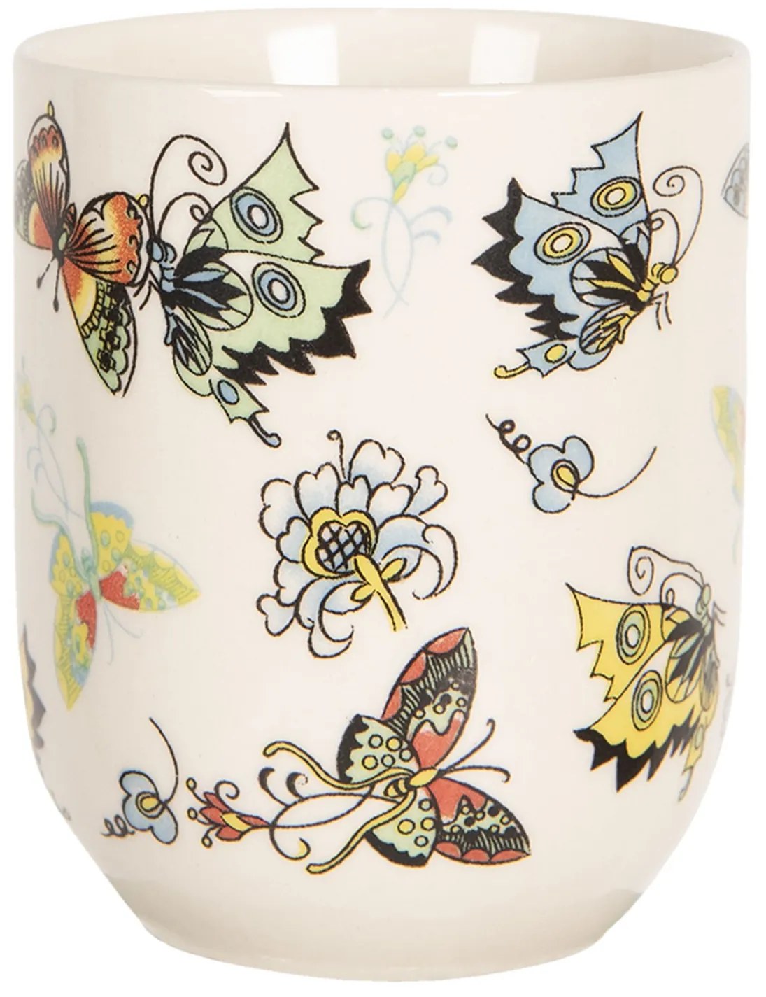 Porcelánový kalíšok na čaj s motýliky - ∅ 6 * 8 cm / 0,1l