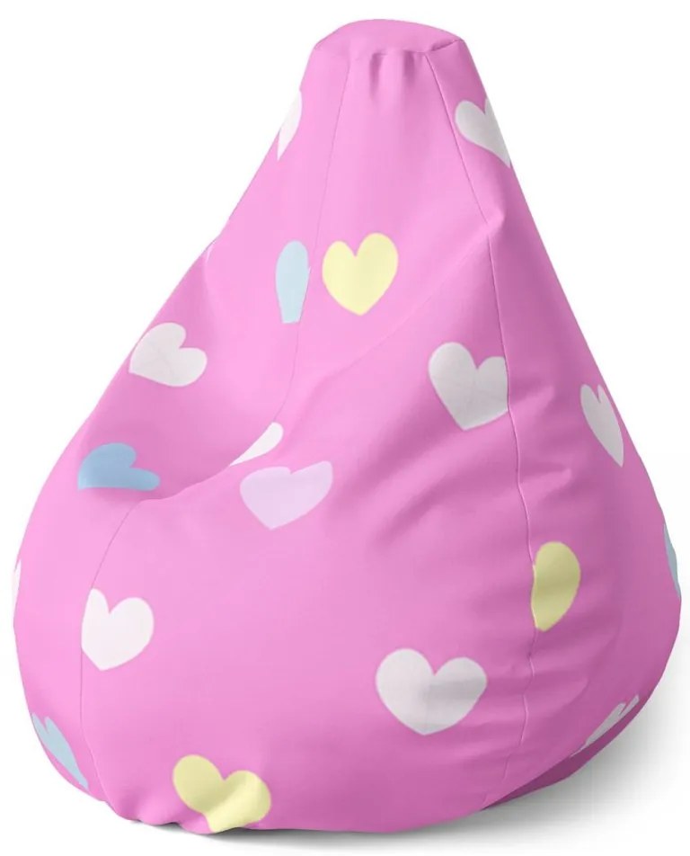 Sedací vak Pear srdce na ružovej - detský, ružová
