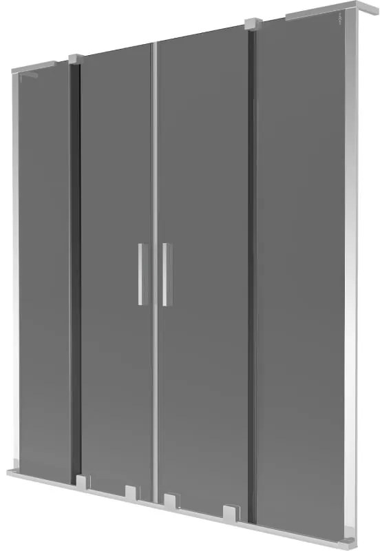 Mexen Velar L Duo, 2-krídlová posuvná vaňová zástena 140 x 150 cm, 8mm šedé sklo, chrómová, 896-140-003-42-01