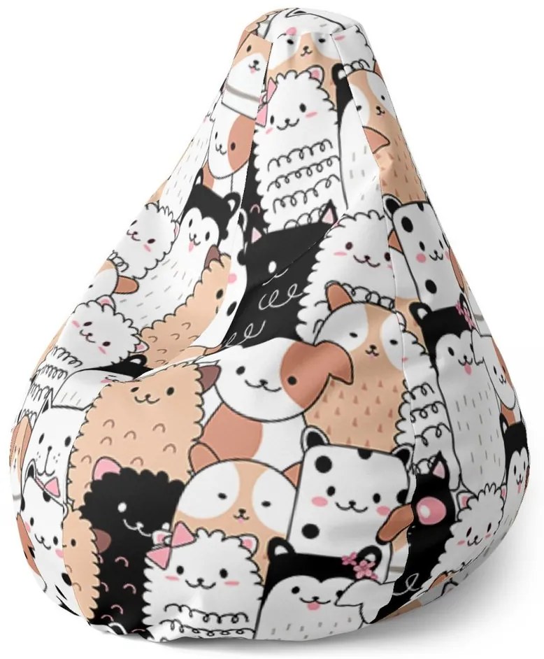 Sedací vak Pear roztomilé zvieratká, farebná