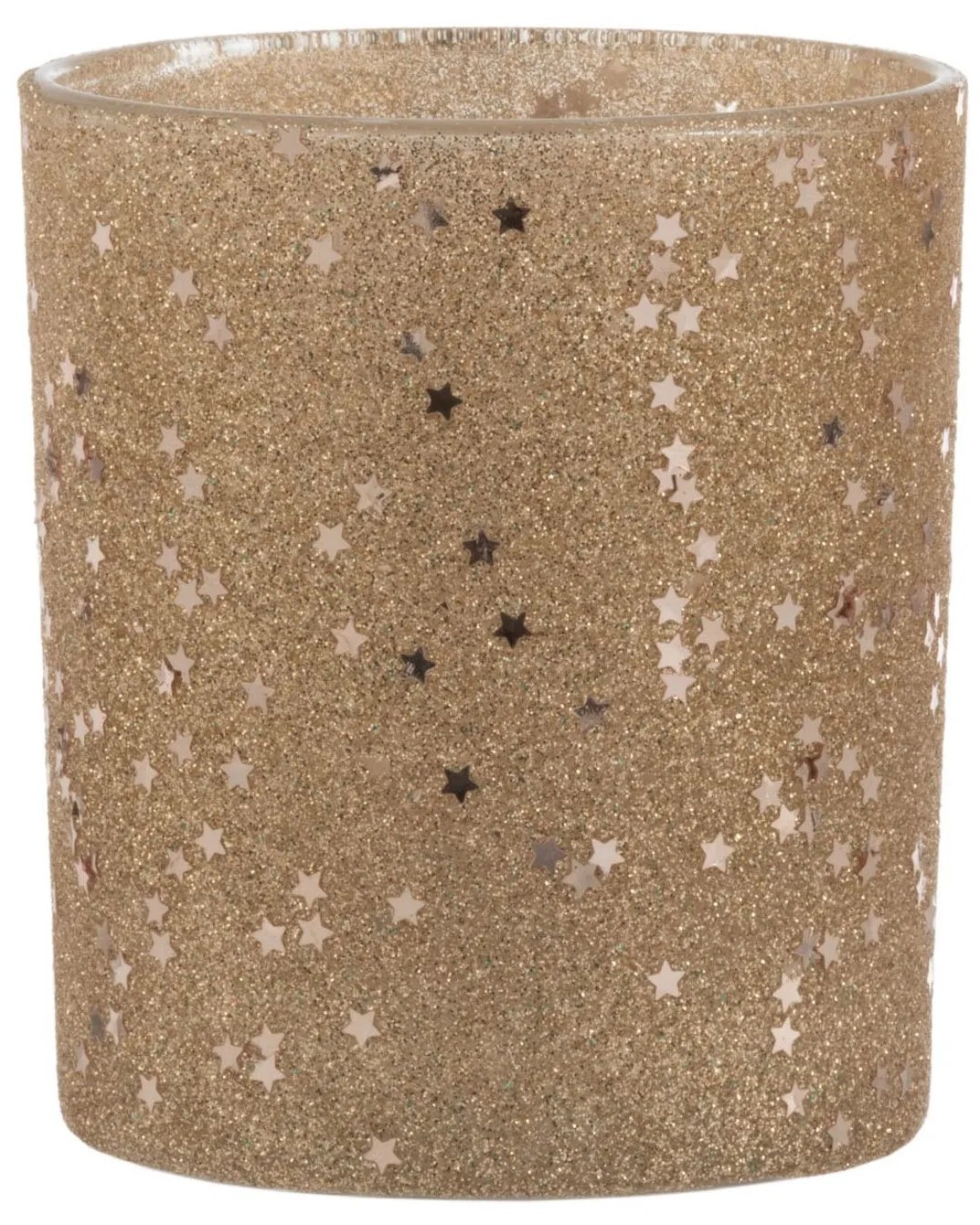 Zlatý sklenený vianočný svietnik baubles stars - Ø 9 * 10 cm