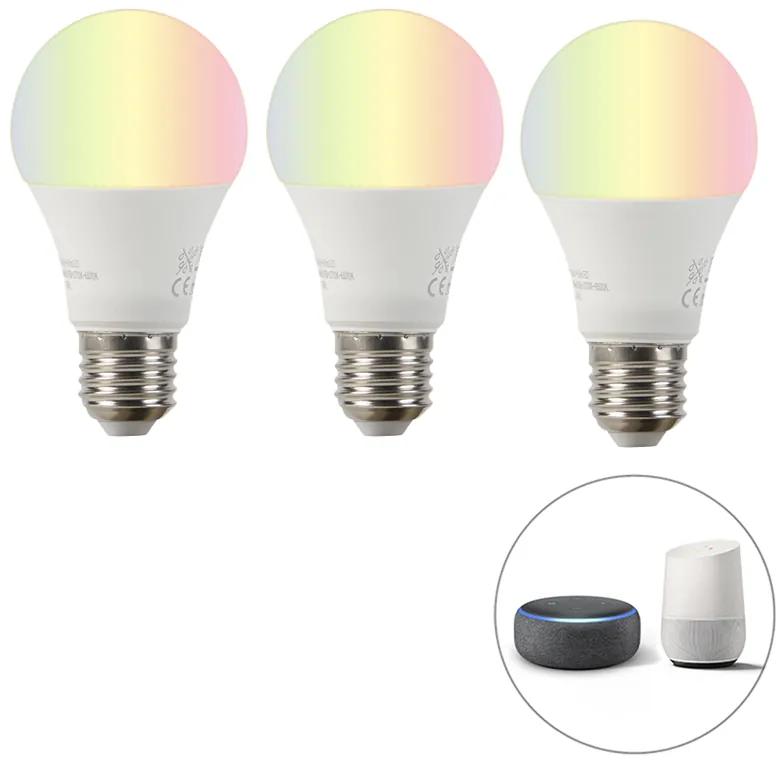 Inteligentná sada 3 žiaroviek E27 RGBW LED A60 9W 800lm 2200-4000K