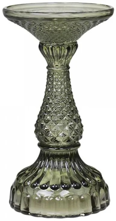 Zelený sklenený svietnik Diamond - Ø 9*17 cm
