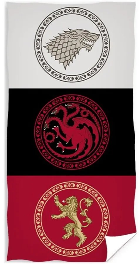 Bavlnená plážová osuška Hra o tróny - motív Búrka mečov - 100% bavlna, froté s gramážou 320 gr./m2 - 70 x 140 cm