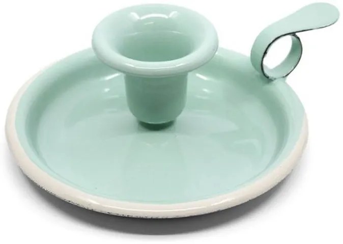 Mintovou smaltovaný svietnik Mint dot - Ø 13 * 6cm