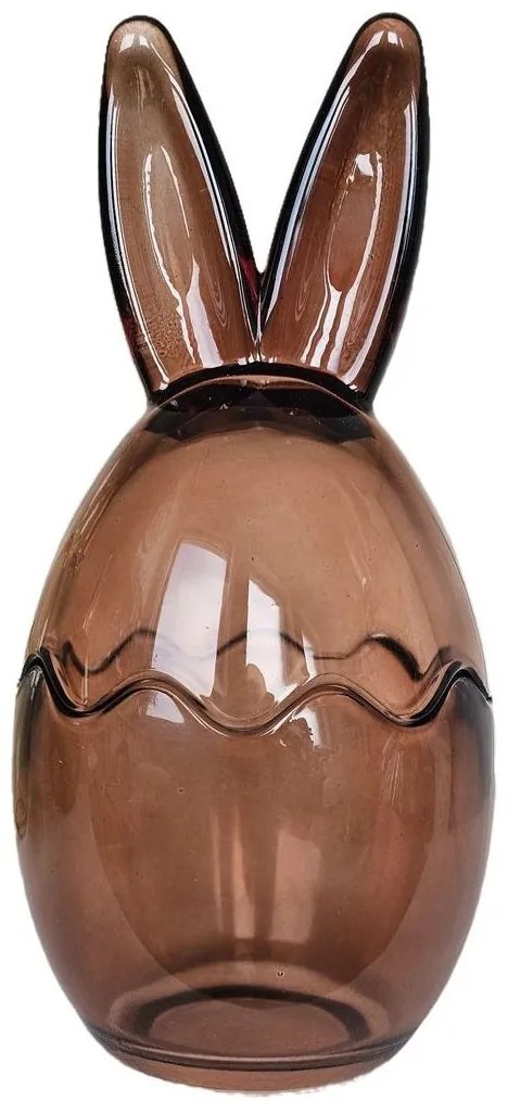 Hnedá sklenená dóza vajíčko s uškami Rabbi - Ø 10*22 c